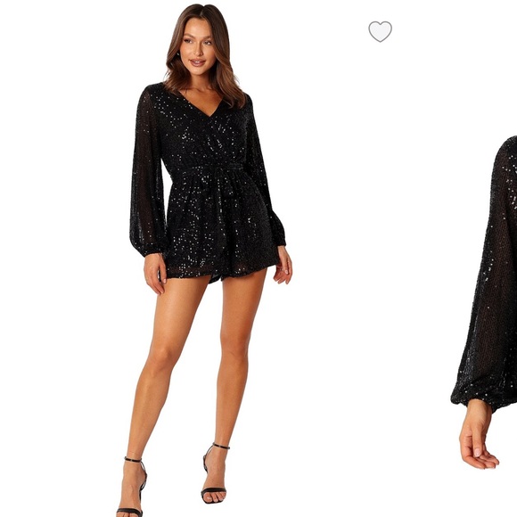 NWT Black Sequin Long Sleeve Romper - Picture 3 of 6